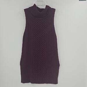 AB Studio Sleeveless Knit Turtleneck Sweater in Burgundy Wine Size XL